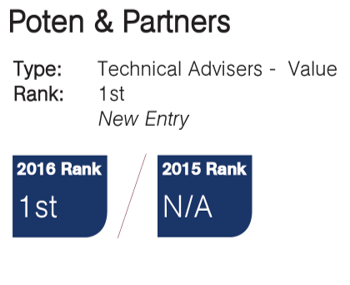 Poten & Partners / Merlin ranked Number 1 Technical Advisor for European Infrastructure Project Financings